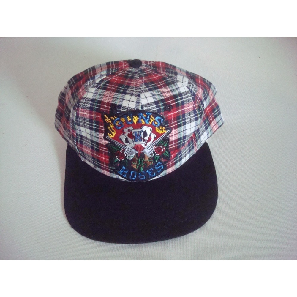 GUNS N AND ROSES PLAID 90S USA MADE    SNAPBACK HAT CAP VINTAGE DEADSTOCK A1